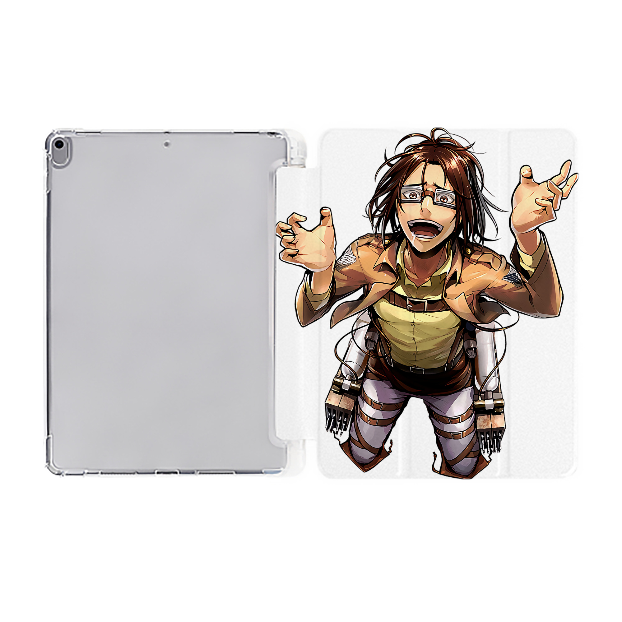 （画像用） 進撃の巨人 ハンジ·ゾエ Attack on Titan Hanji Zoe IPad ケース ペン収納付き 三つ折りスタンド PUレザー×シリコン 対応機種9.5/10.5/10.9インチ
